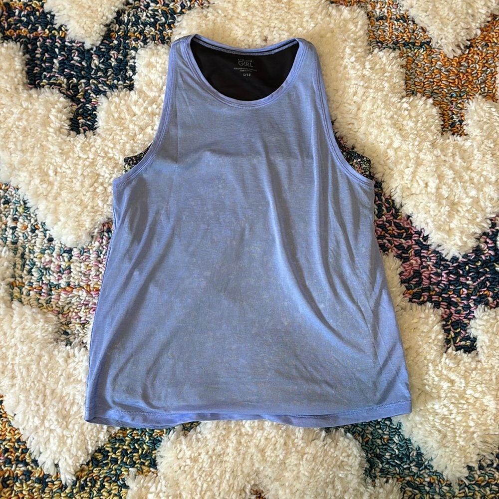 Black and purple Athleta Girl top in a size youth 12